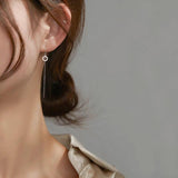 S925 Silver Hollow Tassel Earrings Diamond Circle Jewelry