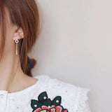 S925 Silver Hollow Tassel Earrings Diamond Circle Jewelry