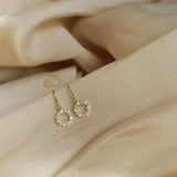 S925 Silver Hollow Tassel Earrings Diamond Circle Jewelry