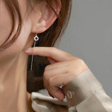 S925 Silver Hollow Tassel Earrings Diamond Circle Jewelry