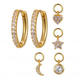 Silver Zircon Hoop Earrings With Pendant Set