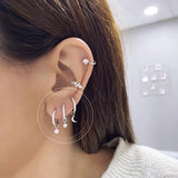 Silver Zircon Hoop Earrings With Pendant Set