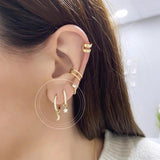 Silver Zircon Hoop Earrings With Pendant Set