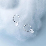 Sterling Silver Huggie Hoop Earrings with Round Coin Disc Dangle