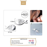 Trustdavis 925 Sterling Silver Mini Fish Charm Stud Earrings