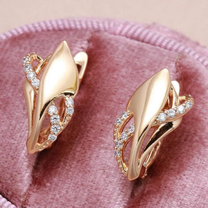 Vintage Zircon Rose Earrings 585 Geometric Wedding Jewelry