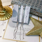 925 Silver Dangle Earrings Rhinestone Tassel Jewelry