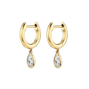 Navy Zircon Hoop Earrings Water Drop Dangle Jewelry
