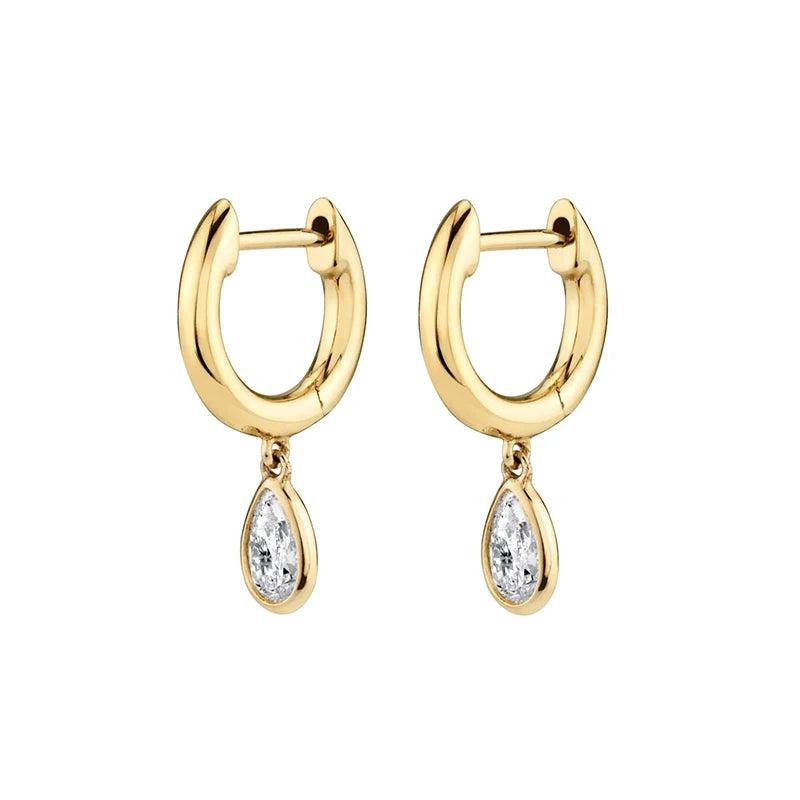 Navy Zircon Hoop Earrings Water Drop Dangle Jewelry