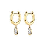 Navy Zircon Hoop Earrings Water Drop Dangle Jewelry