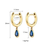 Navy Zircon Hoop Earrings Water Drop Dangle Jewelry