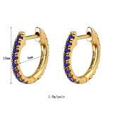 Navy Zircon Hoop Earrings Water Drop Dangle Jewelry