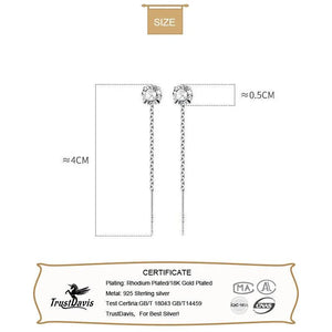 TrustDavis Zircon Stones Drop Earring for Women Wedding Party Fine Jewelry