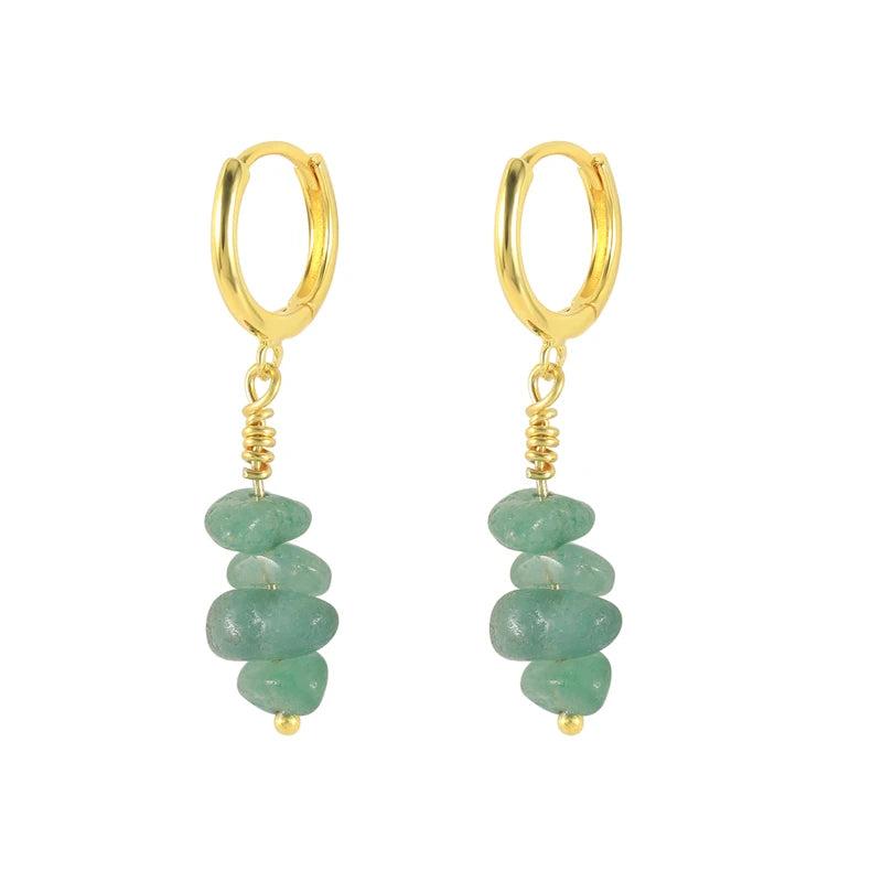 Green Zircon Earrings S925 Sterling Silver Hoop Earring Love Heart Flower