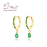 Green Zircon Earrings S925 Sterling Silver Hoop Earring Love Heart Flower