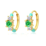 Green Zircon Earrings S925 Sterling Silver Hoop Earring Love Heart Flower