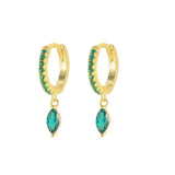 Green Zircon Earrings S925 Sterling Silver Hoop Earring Love Heart Flower
