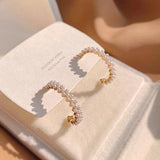 14K Plated Pearl Hoop Earrings for Women - Elegant Geometric Design