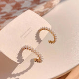14K Plated Pearl Hoop Earrings for Women - Elegant Geometric Design