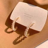 14K Plated Pearl Hoop Earrings for Women - Elegant Geometric Design