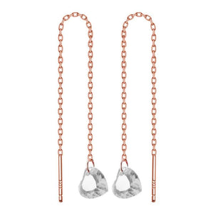 Trustdavis 925 Silver Rose Tassel Red Heart Earrings For Women