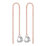 Trustdavis 925 Silver Rose Tassel Red Heart Earrings For Women