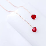 Trustdavis 925 Silver Rose Tassel Red Heart Earrings For Women
