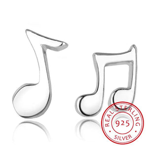 925 Sterling Silver Music Note Stud Earrings Gift for Girls Women