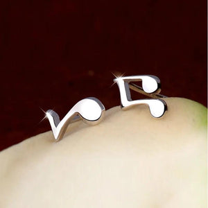 925 Sterling Silver Music Note Stud Earrings Gift for Girls Women