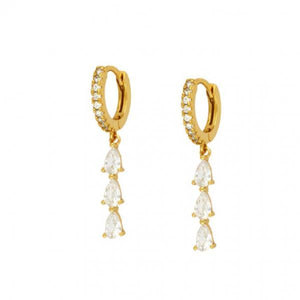 Silver Delicate Zircon Dangle Earrings Crystal Pendant Circle Earrings