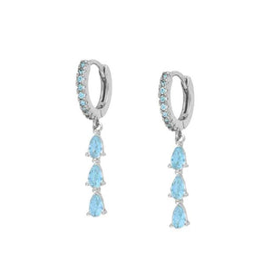 Silver Delicate Zircon Dangle Earrings Crystal Pendant Circle Earrings