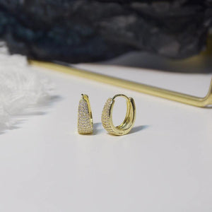Zircon Inlaid 14K Small Hoop Earrings for Women