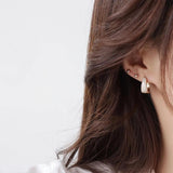 Zircon Inlaid 14K Small Hoop Earrings for Women