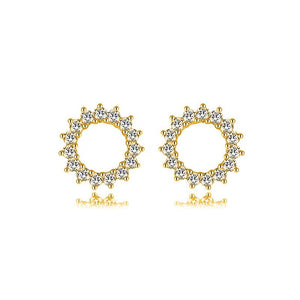 925 Sterling Silver Sun Stud Earrings CZ Silver Jewelry