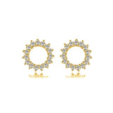 925 Sterling Silver Sun Stud Earrings CZ Silver Jewelry
