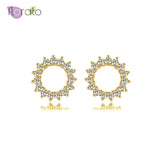 925 Sterling Silver Sun Stud Earrings CZ Silver Jewelry