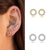 925 Sterling Silver Sun Stud Earrings CZ Silver Jewelry