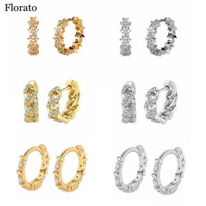 925 Silver Zircon Hoop Earrings Light Jewelry Gift