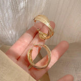 14k Plated Geometric C Hoop Earrings for Women, S925 Silver Needle Gift