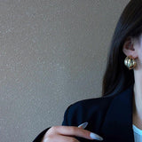 14k Plated Geometric C Hoop Earrings for Women, S925 Silver Needle Gift