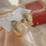 14k Plated Geometric C Hoop Earrings for Women, S925 Silver Needle Gift