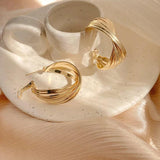 14k Plated Geometric C Hoop Earrings for Women, S925 Silver Needle Gift