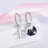 925 Silver Hoop Earring Airplane Butterfly Fit Girl Jewelry