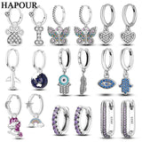 925 Silver Hoop Earring Airplane Butterfly Fit Girl Jewelry