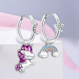 925 Silver Hoop Earring Airplane Butterfly Fit Girl Jewelry