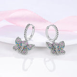 925 Silver Hoop Earring Airplane Butterfly Fit Girl Jewelry