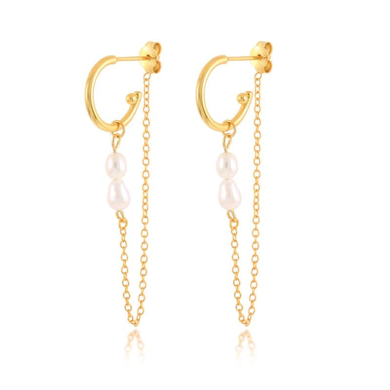 925 Silver Circle Earrings Freshwater Pearl Women Jewelry Wedding