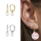 925 Silver Circle Earrings Freshwater Pearl Women Jewelry Wedding