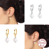 925 Silver Circle Earrings Freshwater Pearl Women Jewelry Wedding