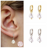 925 Silver Circle Earrings Freshwater Pearl Women Jewelry Wedding